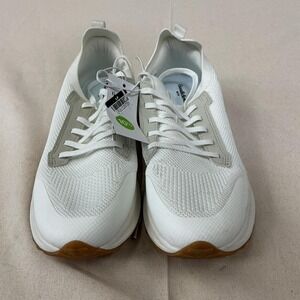 Clean white knit sneakers